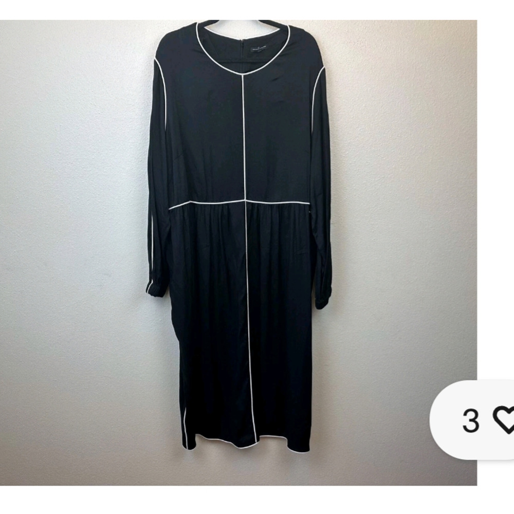 Universal Standard Arga LS Outline Black & White Trim Dress Size S US 14-16 EUC